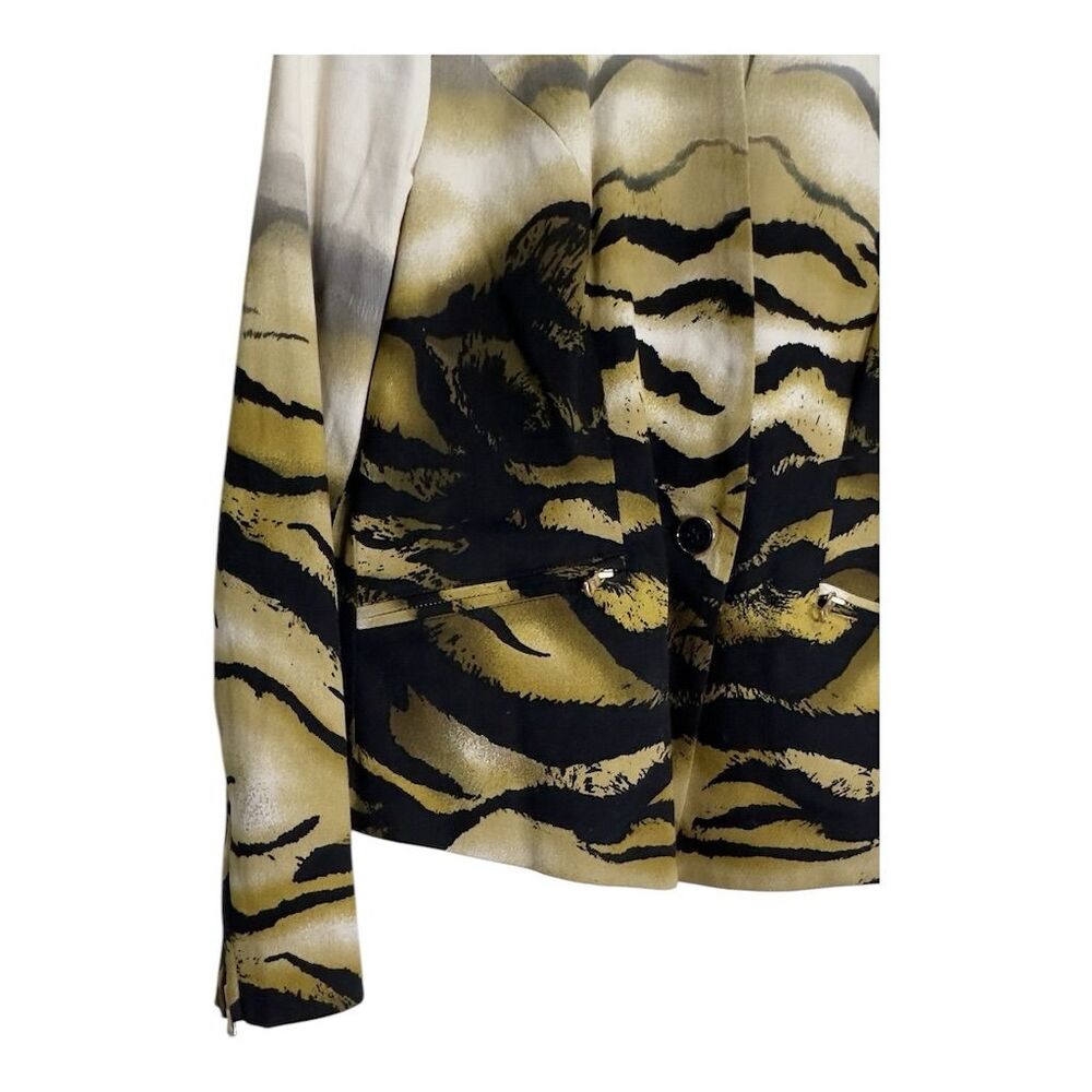 Chico's Black Label Women's Animal Print Jacket Zipper Sleeves Size 0 Mu… - Picture 4 of 16